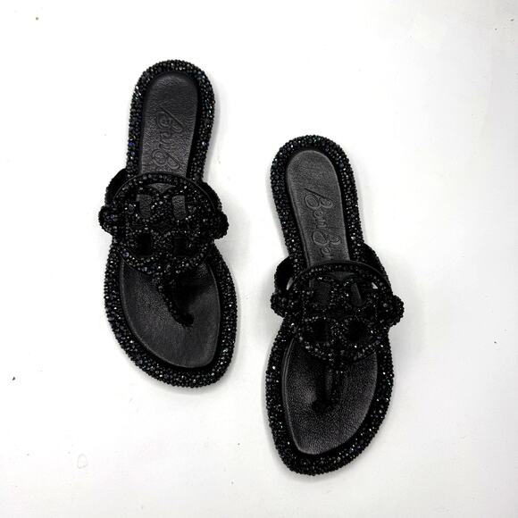 NEW NWT Tory Burch x BonBon Women's Miller Knotted Crystal Sandals Black Size 5
